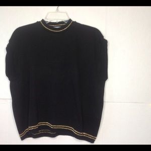 Vintage Black Gold Vest Metallic Sweater Vest